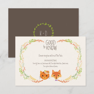 Whimsical Woodland Cat & Fox Wedding Enclosure Card