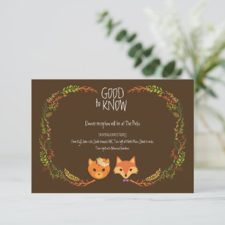 Whimsical Woodland Cat & Fox Wedding Enclosure Card