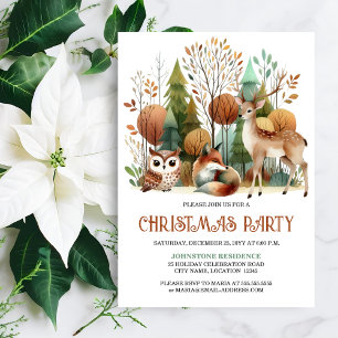 Whimsical Woodland Christmas Holiday Party Invitation
