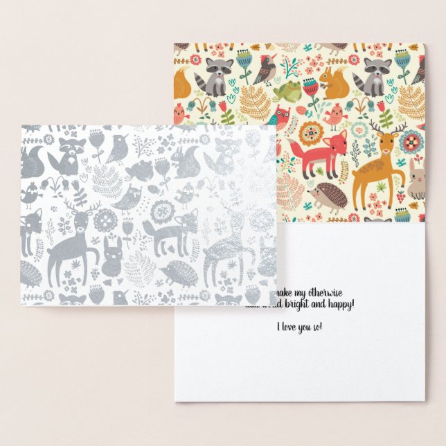 Whimsical Woodland Creatures All Occasion Real Foil Card (Display)