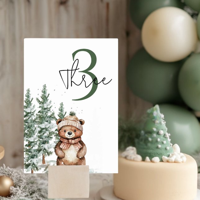 Whimsical Woodland Deer Birthday Green Table Number (Creator Uploaded)