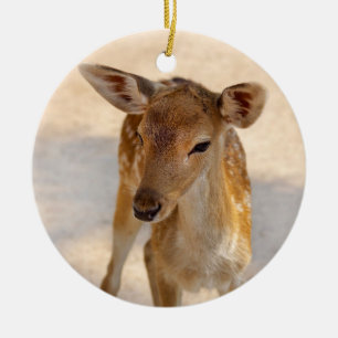 Whimsical Woodland Deer Photography Ceramic Ornament