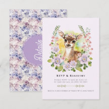 Whimsical Woodland Deer RSVP Details Card