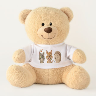 Whimsical Woodland Faces – Cute Embroidered Animal Teddy Bear
