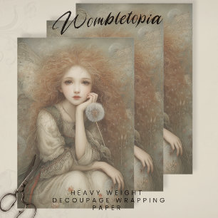 Whimsical Woodland Fairy Portrait with Dandelion Wrapping Paper Sheets