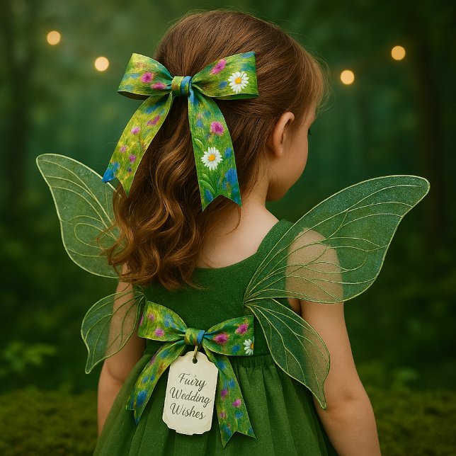 Whimsical Woodland Fairy Wildflower  Satin Ribbon (Whimsical wildflower ribbon perfect for fairy hair bows, enchanted dresses, and magical crafts.)