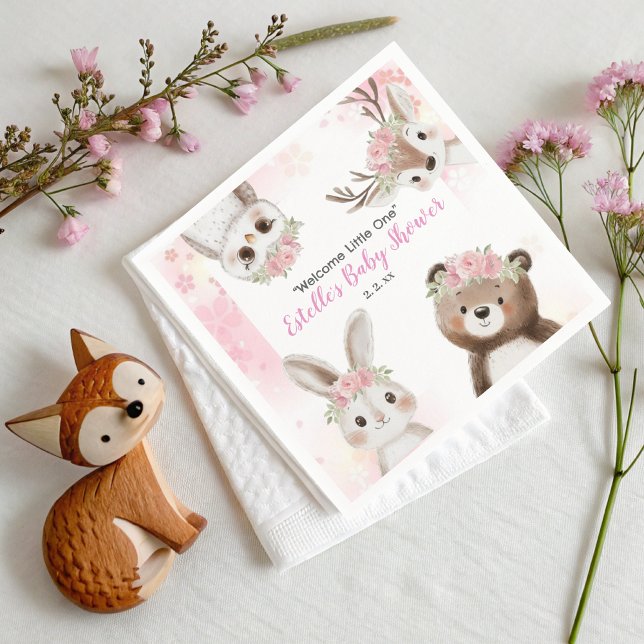 Whimsical Woodland Floral Boho Baby Girl Shower Napkins (Creator Uploaded)