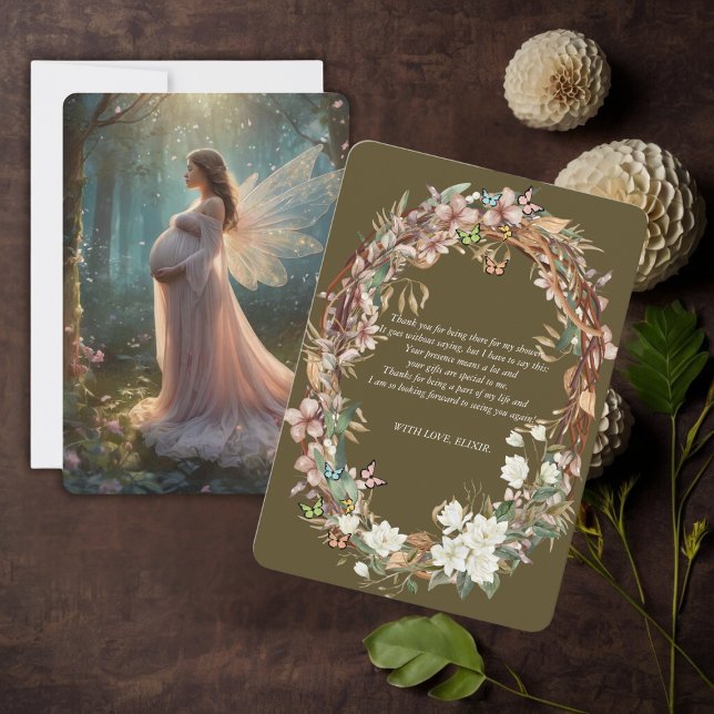 Whimsical Woodland Floral Photo Baby Shower Thank You Card (Creator Uploaded)