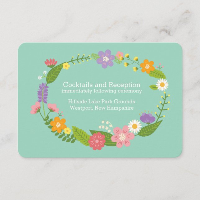 Whimsical Woodland Floral Wreath Mint Insert (Front)