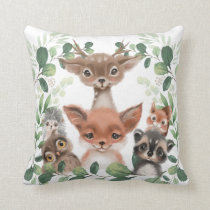 Whimsical Woodland Forest Animals Baby Nursery Throw Pillow