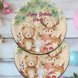 Whimsical Woodland Forest Animals Birthday Paper Plates