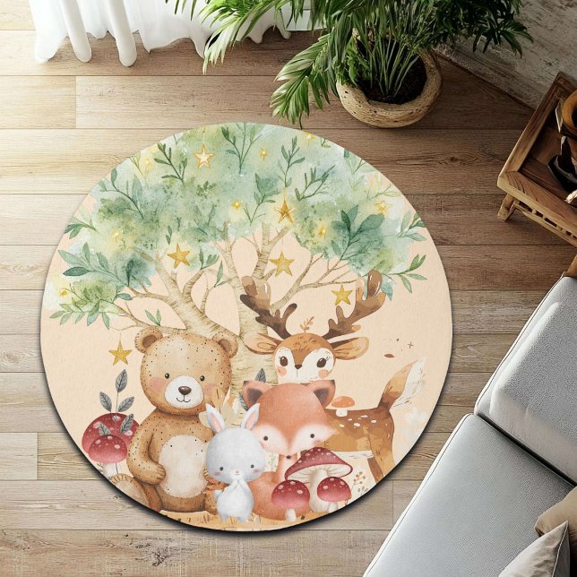 Whimsical Woodland Forest Animals Kids Rug (Creator Uploaded)