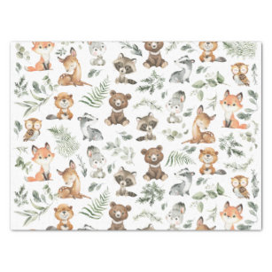 Whimsical Woodland Forest Animals Sage Greenery Tissue Paper