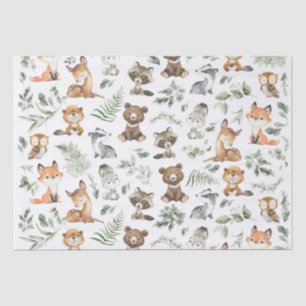 Whimsical Woodland Forest Animals Sage Greenery Tissue Paper