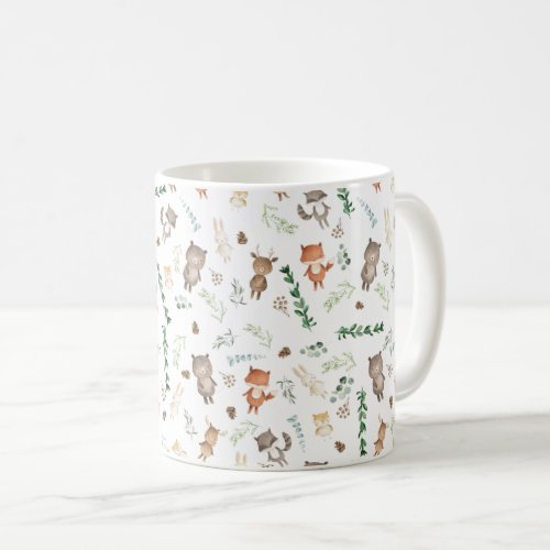 Whimsical Woodland Forest Baby Animals  Greenery Coffee Mug