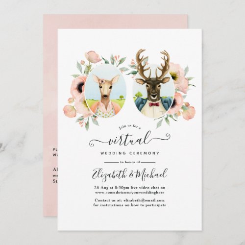 Whimsical Woodland Forest Deer Virtual Wedding Invitation