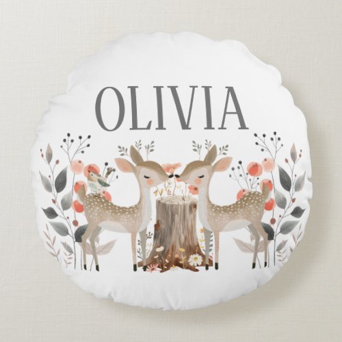 Whimsical Woodland _ Forest Friends Collection  Round Pillow