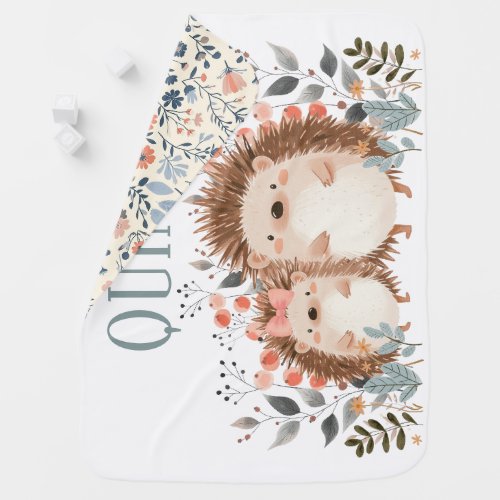  Whimsical Woodland Forest Friends Hedgehogs Baby Blanket