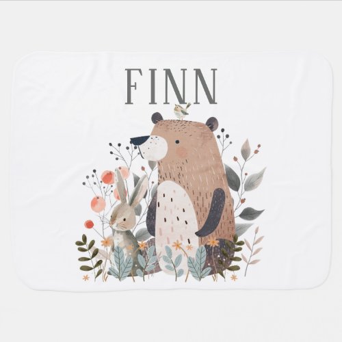 Whimsical Woodland _ Forest Friends Personalized   Baby Blanket
