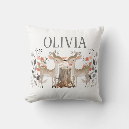 Whimsical Woodland _ Forest Friends Personalized  Throw Pillow