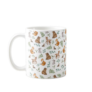 Whimsical Woodland Forest Greenery Animals Coffee Mug