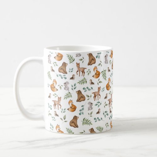 Whimsical Woodland Forest Greenery Animals  Coffee Mug