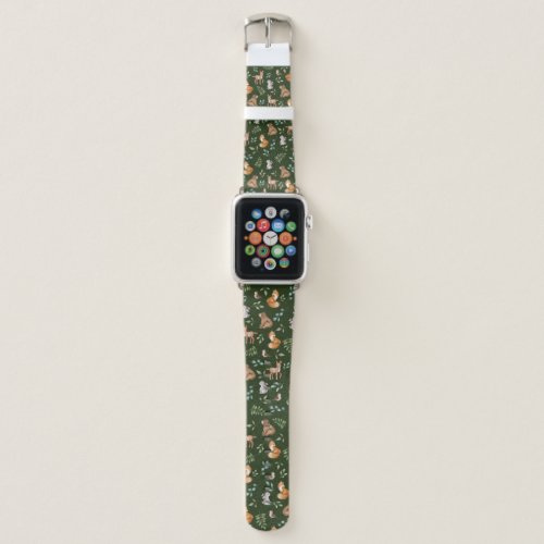 Whimsical Woodland Forest Greenery Baby Animals Apple Watch Band