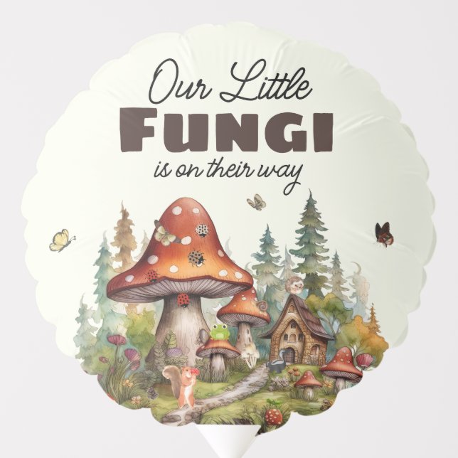 Whimsical Woodland  Forest Mushroom Baby Shower Balloon (Front)