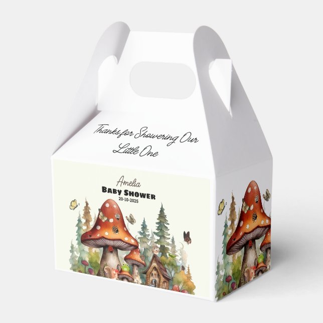whimsical woodland  forest Mushroom baby shower Favor Boxes (Front Side)