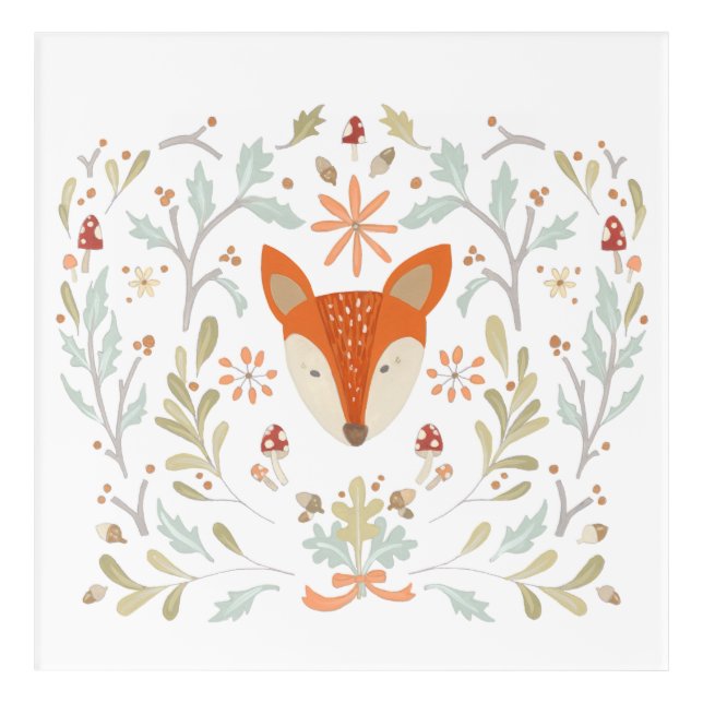 Whimsical Woodland Fox Acrylic Print (Front)