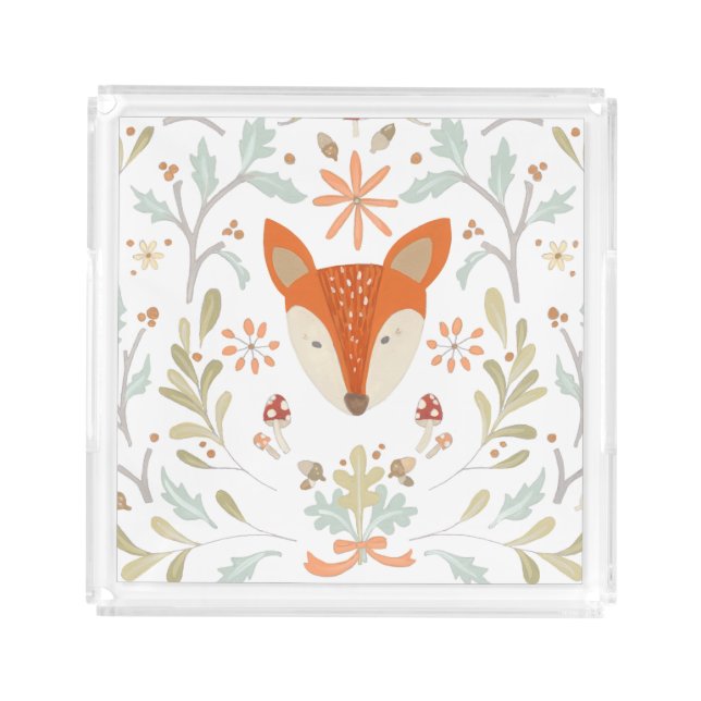 Whimsical Woodland Fox Acrylic Tray (Front)