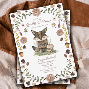 Whimsical Woodland Fox Baby Shower Invitation