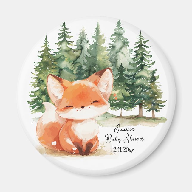 Whimsical Woodland Fox Baby Shower Magnet (Front)