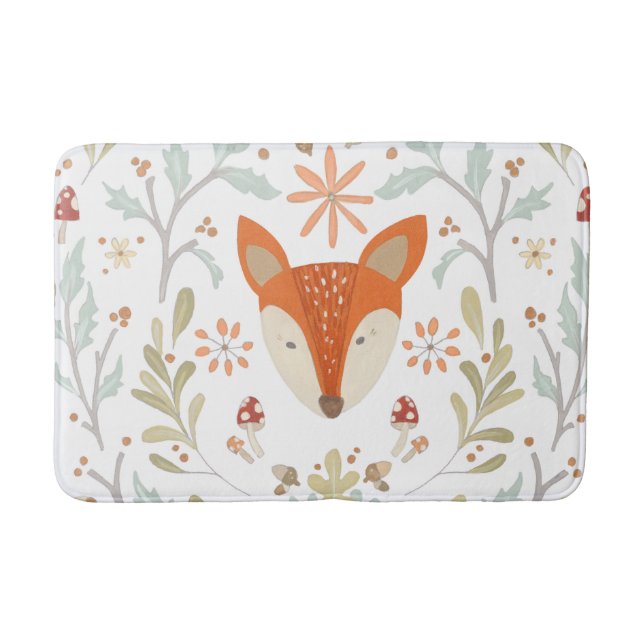 Whimsical Woodland Fox Bathroom Mat (Front)