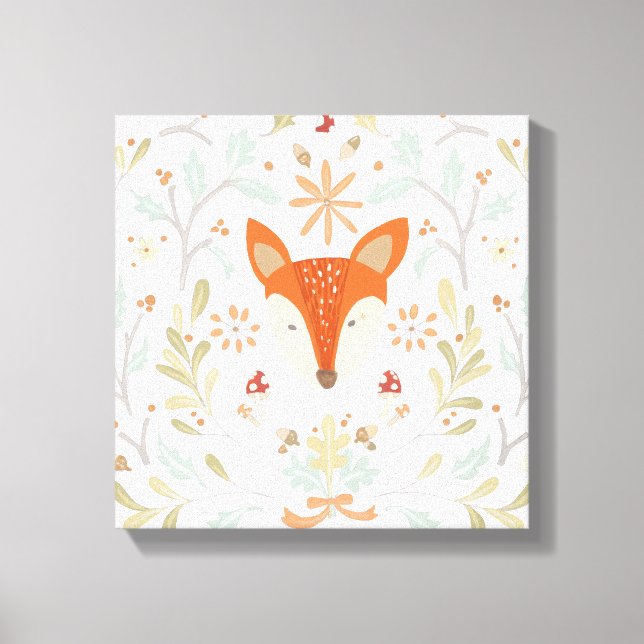 Whimsical Woodland Fox Canvas Print (Front)
