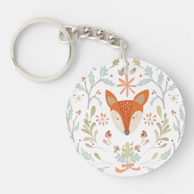 Whimsical Woodland Fox Keychain (Front)