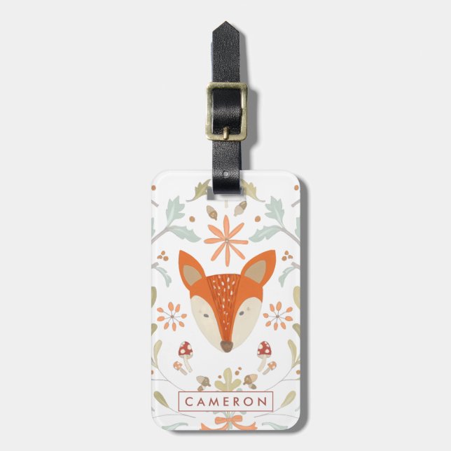 Whimsical Woodland Fox Luggage Tag (Front Vertical)