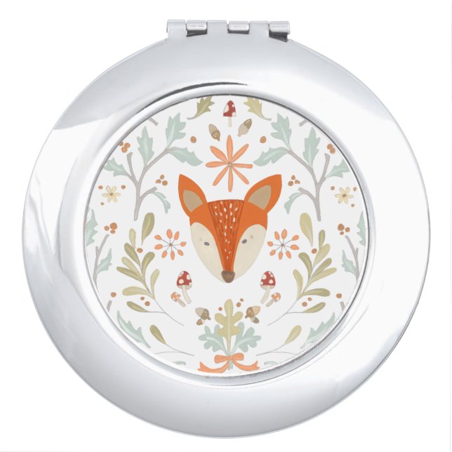 Whimsical Woodland Fox Mirror For Makeup (Front)