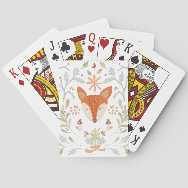 Whimsical Woodland Fox Poker Cards (Back)