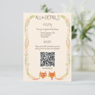 Whimsical Woodland Foxes (Ivory) Rustic Wedding Enclosure Card