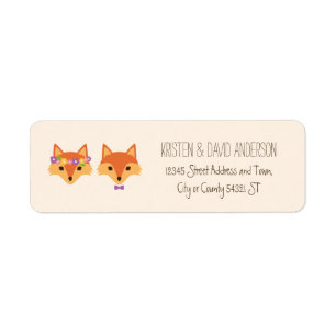 Whimsical Woodland Foxes Ivory Wedding Label