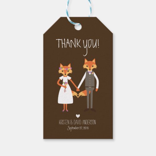 Whimsical Woodland Foxes Wedding Gift Tags