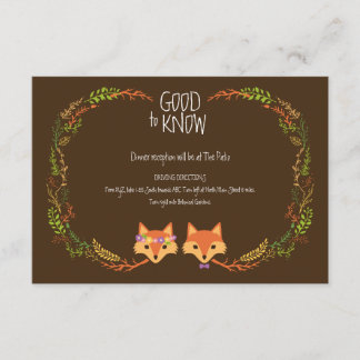 Whimsical Woodland Foxes Wedding Information Card