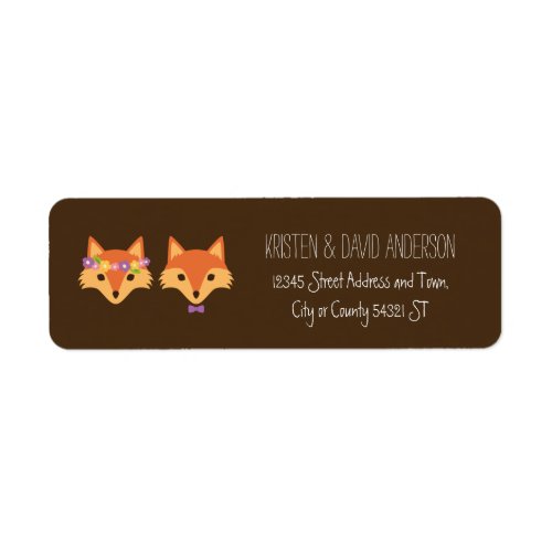 Whimsical Woodland Foxes Wedding Label