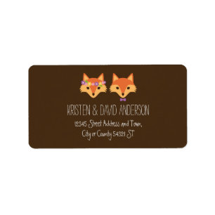 Whimsical Woodland Foxes Wedding Label