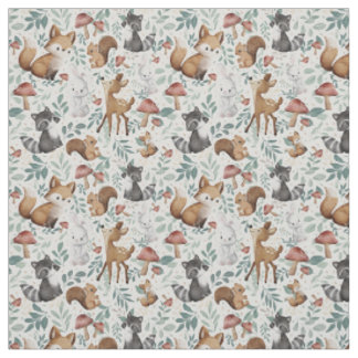 Whimsical Woodland Friends in the Forest Fabric