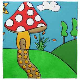 Whimsical Woodland Fungi Art Cloth Napkin