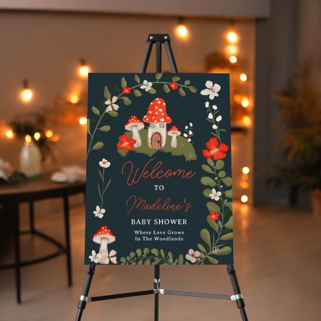 Whimsical woodland mushrooms floral baby shower foam board (Whimsical woodland mushrooms floral baby shower foam board)