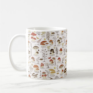 Whimsical Woodland Mushrooms Pattern Coffee Mug