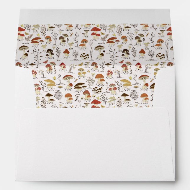 Whimsical Woodland Mushrooms Pattern Envelope (Back (Bottom))